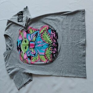 Neff-Star Wars The Mandalorian The Child (Grogu) Pop Art Gray T-shirt. Adult S